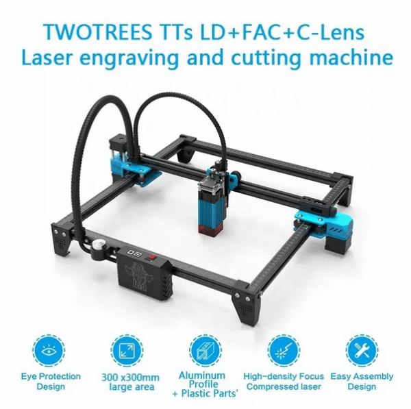 Máquina WOTREES de grabado láser de diodo de 10W T, madera contrachapada, caucho, integración de fábrica, alta calidad
