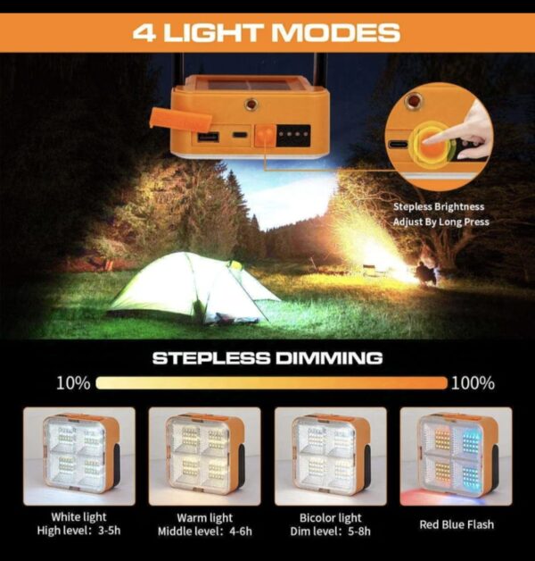 Reflector led portátil recargable / 40 W / 120 Lumens / con panel solar