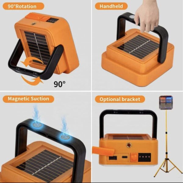 Reflector led portátil recargable / 40 W / 120 Lumens / con panel solar